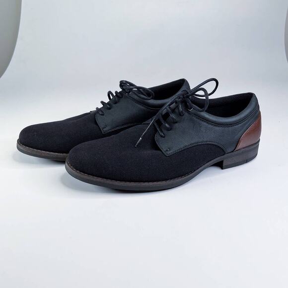 Perry Ellis Portfolio Size 9.5 Bowler Dress Shoes w/ Ultra Foam Black + Brown - Picture 3 of 10